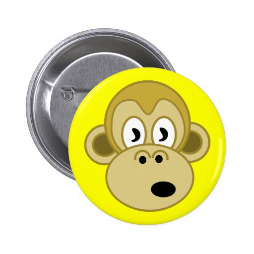 Monkey Face Button - Yellow | Zazzle