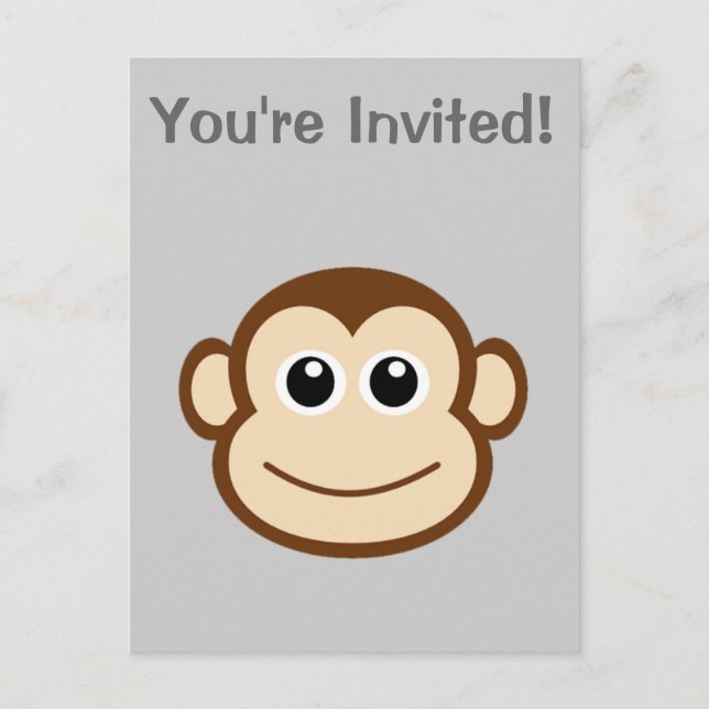 Monkey Face Cartoon Invitation Postcard (Front)