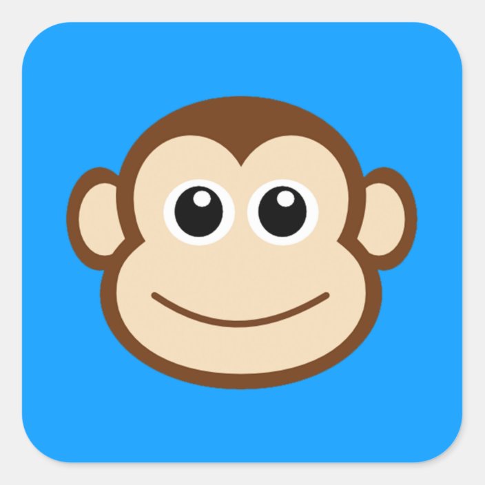 Monkey Face Cartoon Square Sticker Zazzle Com