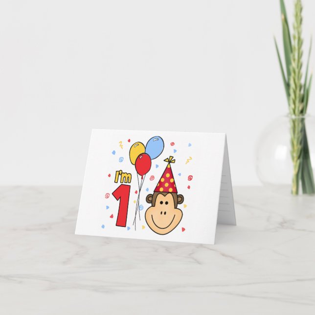Monkey Face First Birthday Fill-in Invitation (Front)