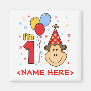 Monkey Face First Birthday Magnet