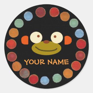 Monkey Face Name Stickers! Classic Round Sticker