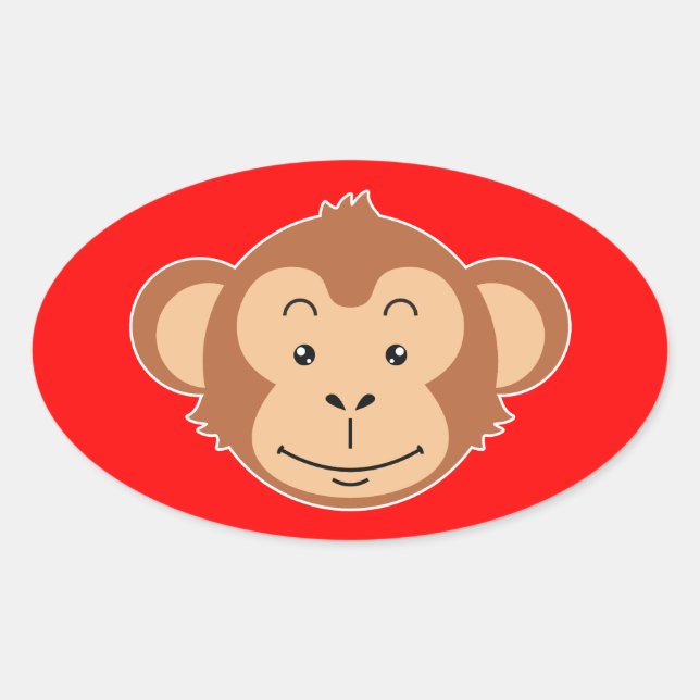 Monkey Face Oval Sticker (Front)