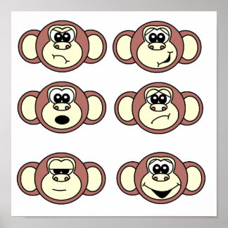 Monkey Faces Poster