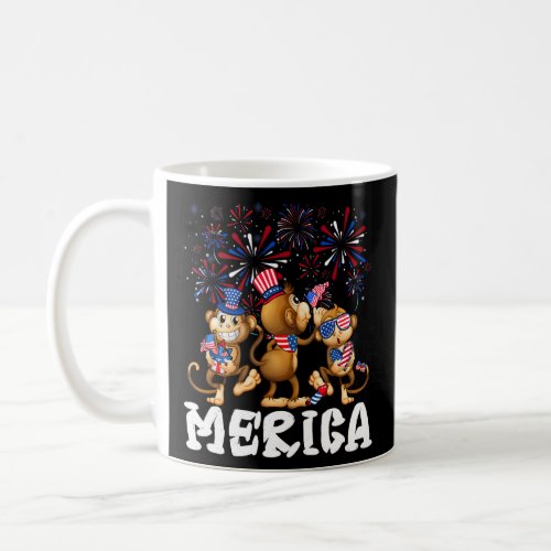 Monkey Fireworks Sunglasses Hat Merica  4th Of Jul Coffee Mug