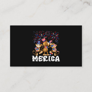 Monkey Fireworks Sunglasses Hat Merica Funny 4th O Business Card