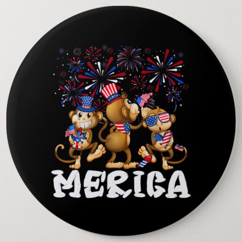 Monkey Fireworks Sunglasses Hat Merica Funny 4th O Button