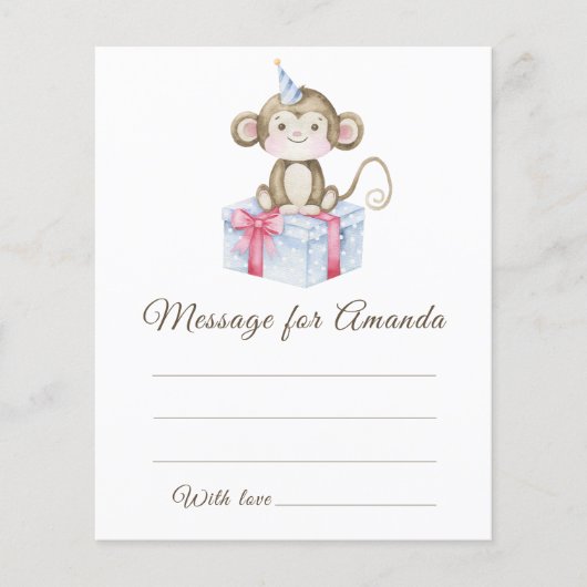 Monkey first birthday time capsule message (Front)