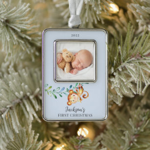 Monkey First Christmas Photo Christmas Ornament