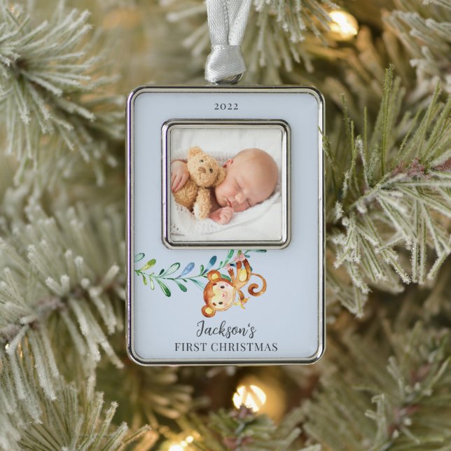 Monkey First Christmas Photo Christmas Ornament (Tree)
