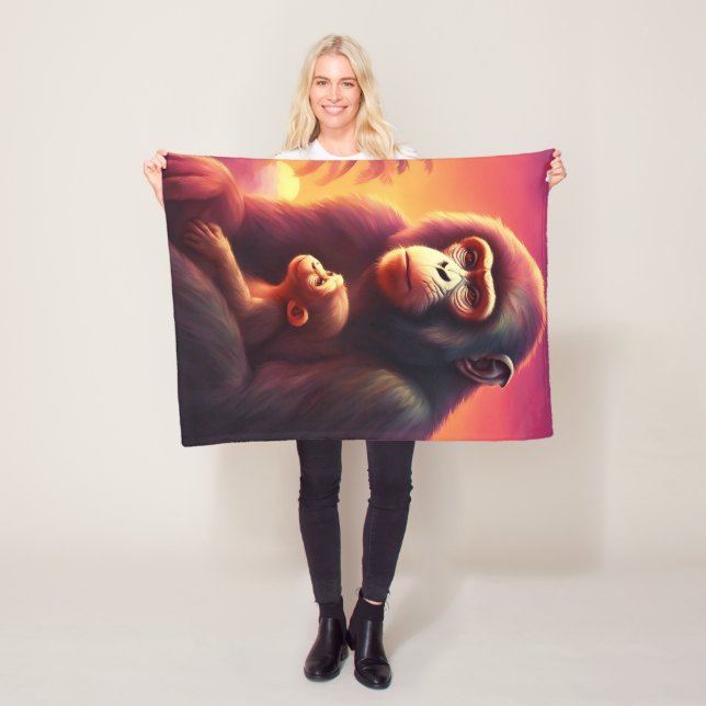 Monkey Fleece Blanket, 30"x40" (In Situ)