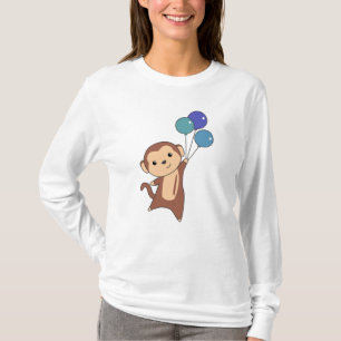 Monkey Flies Up With Balloons Upstairs Sweet T-Shirt