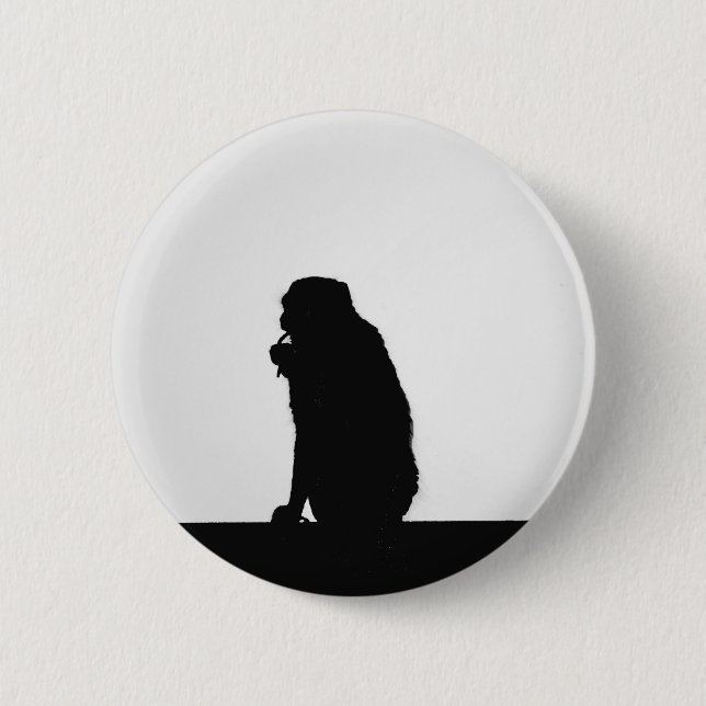 Monkey flossing silhouette photo pinback button (Front)