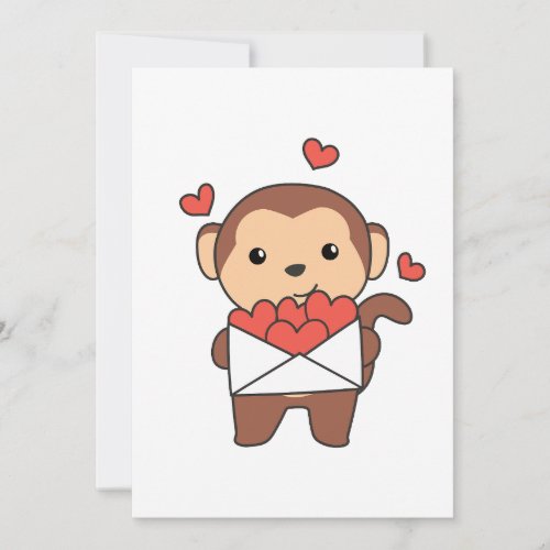 Monkey For Valentines Day Cute Animals Heart Holiday Card