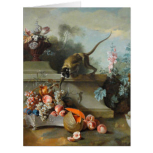 Monkey Fruits Flowers Fine Art Birthday L Card