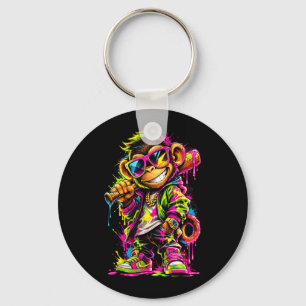 Monkey Funny Animals Baseball Drip Party Sport Keychain
