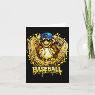 Monkey Funny Animals Baseball Ice Cream Drip Cool Card
