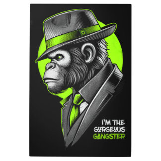 monkey ganster metal print