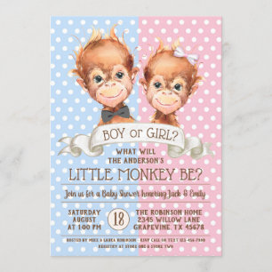 Monkey Gender Reveal Invitation