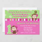 Monkey Girl 1st Birthday Invitation 5x7 Card (Front/Back)