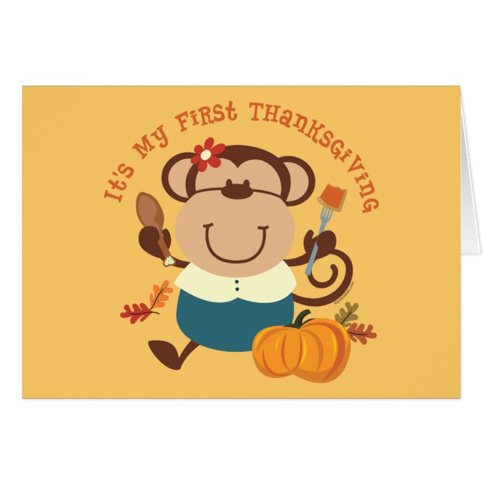 Monkey Girl 1st Thanksgiving Greeting Card