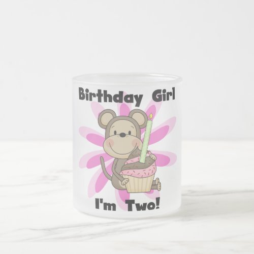 Monkey Girl 2nd Birthday Tshirts and Gifts Frosted Glass Coffee Mug