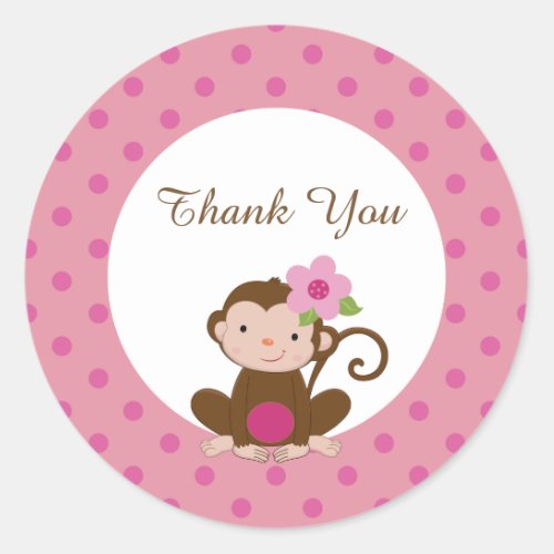 Monkey Girl Baby Shower Favor Gift Tags Sticker