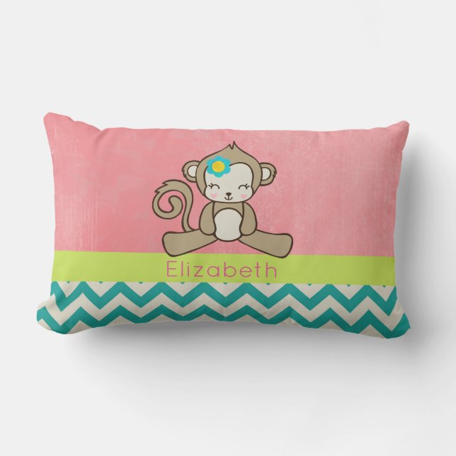 Monkey Girl Cartoon Cute And Kawaii Personalized Lumbar Pillow (Front)