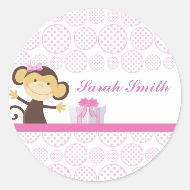 Monkey Girl Classic Round Sticker (Front)