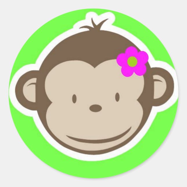 Monkey-girl-green Classic Round Sticker (Front)