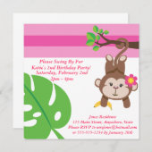 Monkey Girl (Leaf) Birthday Party Invitation (Front/Back)
