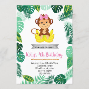 Monkey girl party invitation