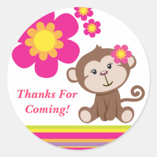 Monkey Girl (Pink) Thank You Sticker