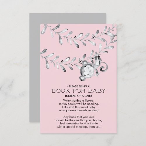 Monkey Girls Baby Shower Book for Baby Card