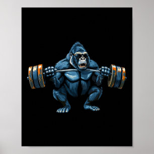 Monkey Gorilla Bodybuilding Muscles Fitness Gym 1 Poster
