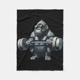 Monkey Gorilla Bodybuilding Muscles Fitness Gym  Fleece Blanket