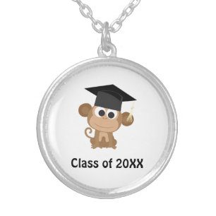 Monkey Graduate 20XX Silver Plated Necklace