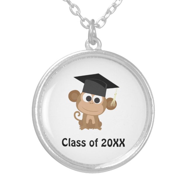 Monkey Graduate 20XX Silver Plated Necklace (Front)