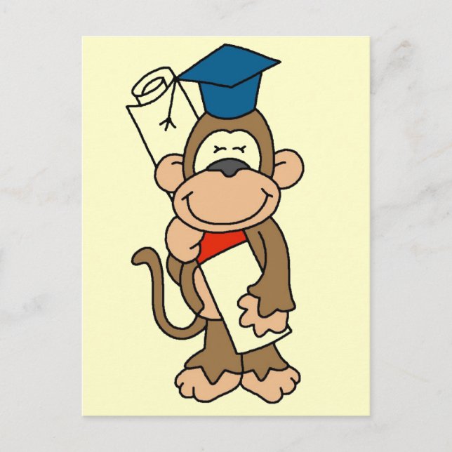 Monkey Graduate Tshirts and Gifts Announcement Postcard (Front)