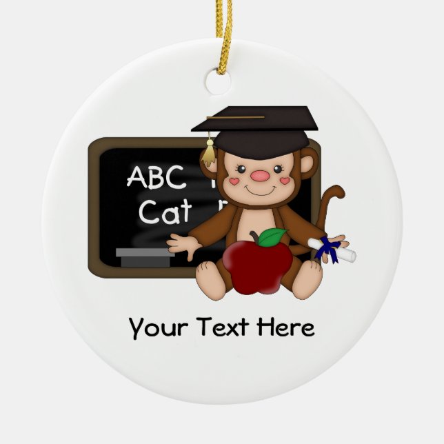 Monkey Graduation 1 (Customizable) Ceramic Ornament (Front)