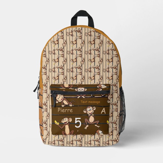 Monkey group printed backpack (Front)