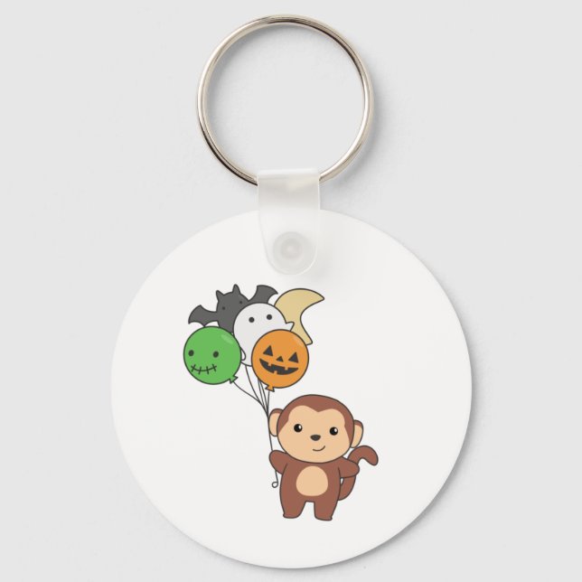 Monkey Halloween Balloons For Kids Cute Monkeys Keychain (Front)