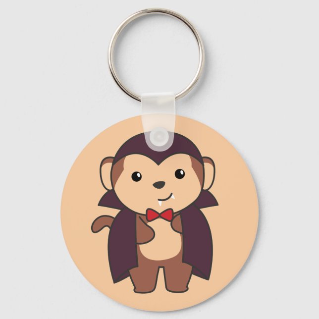 Monkey Halloween Cute Devil Kids Vampire Costume K Keychain (Front)