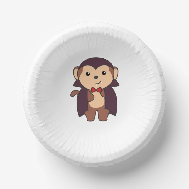 Monkey Halloween Cute Devil Kids Vampire Costume Paper Bowls (Front)