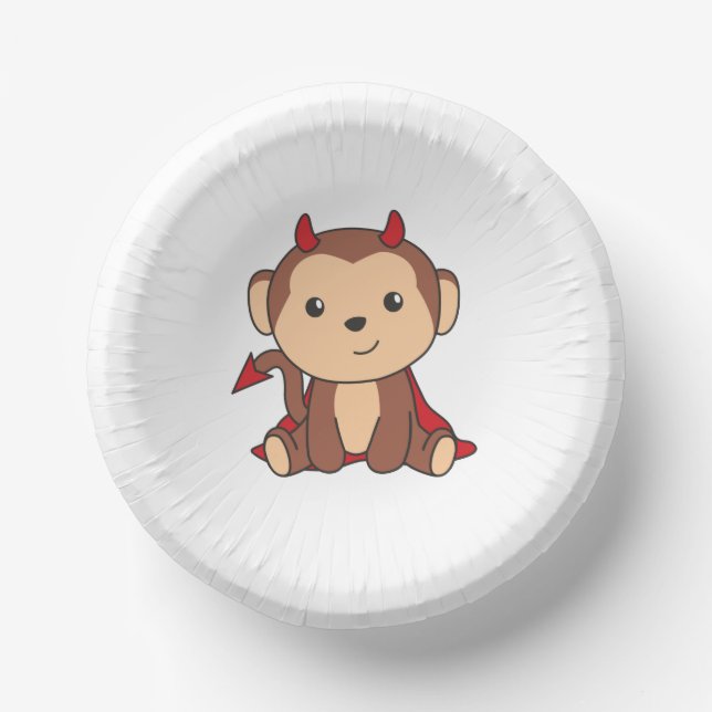 Monkey Halloween Cute Devil Kids Witches Costume Paper Bowls (Front)