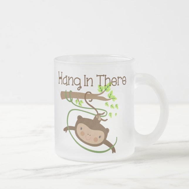 Monkey Hang in There Frosted Glass Coffee Mug (Right)