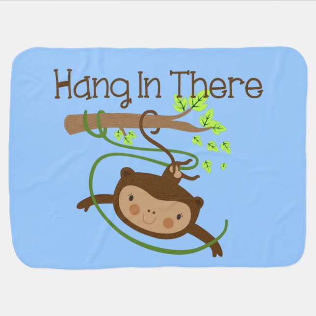 Monkey Hang in There Stroller Blanket (Horizontal)