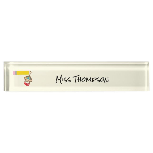 Monkey Hanging by Tail Custom Teacher Desk Name Plate (Front)