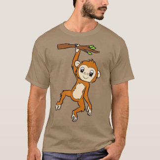 Monkey Hanging On Branch Ape Monkey  T-Shirt