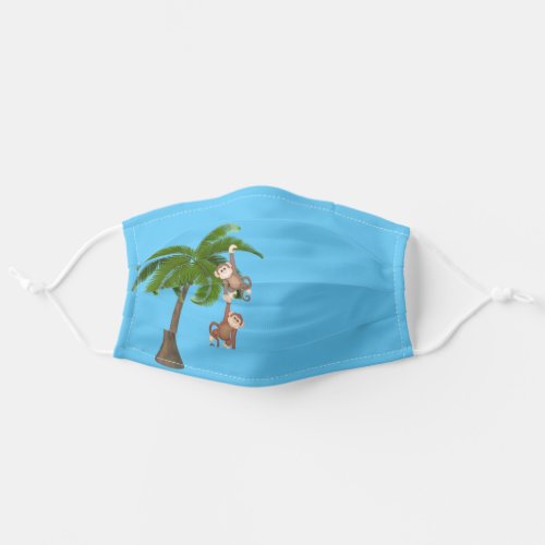 monkey hanging on palm tree adult cloth face mask